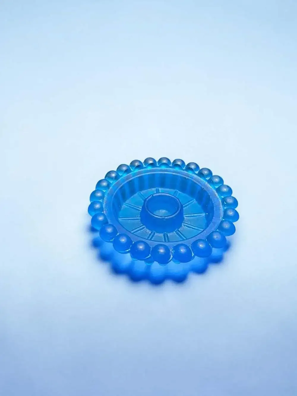 Vintage Blue Satin Frosted Glass Candle Holder with Hobnail Ruffle Edge